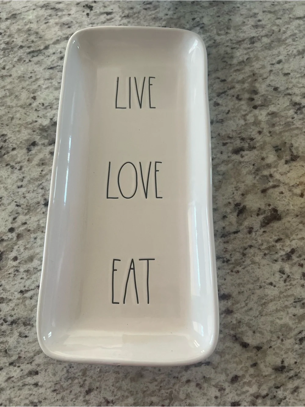 Rae Dunn White Ceramic 'LIVE LOVE EAT' Rectangular Tray